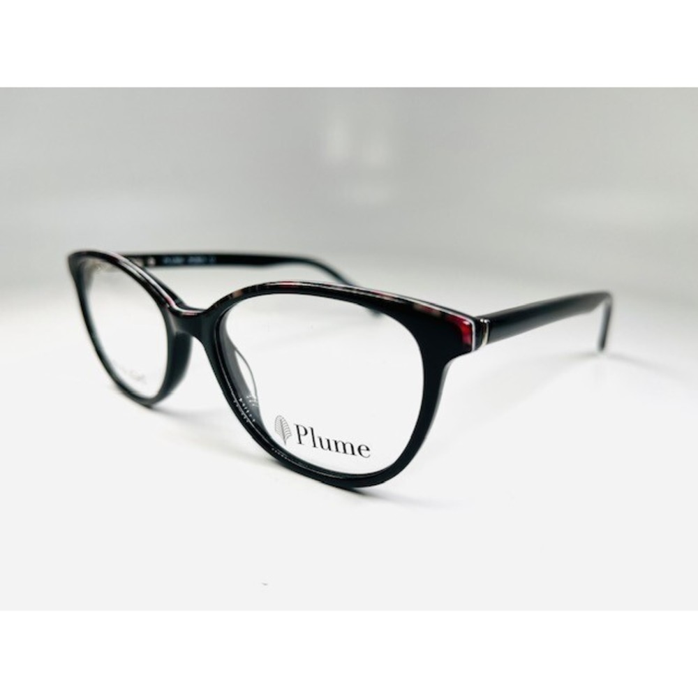 Thin & Light PLUME Black ROBIN Eyeglasses with Colorful Brow Accent 50/16/140